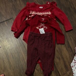 Carter's Red Baby Outfit Set with Patterned Pants